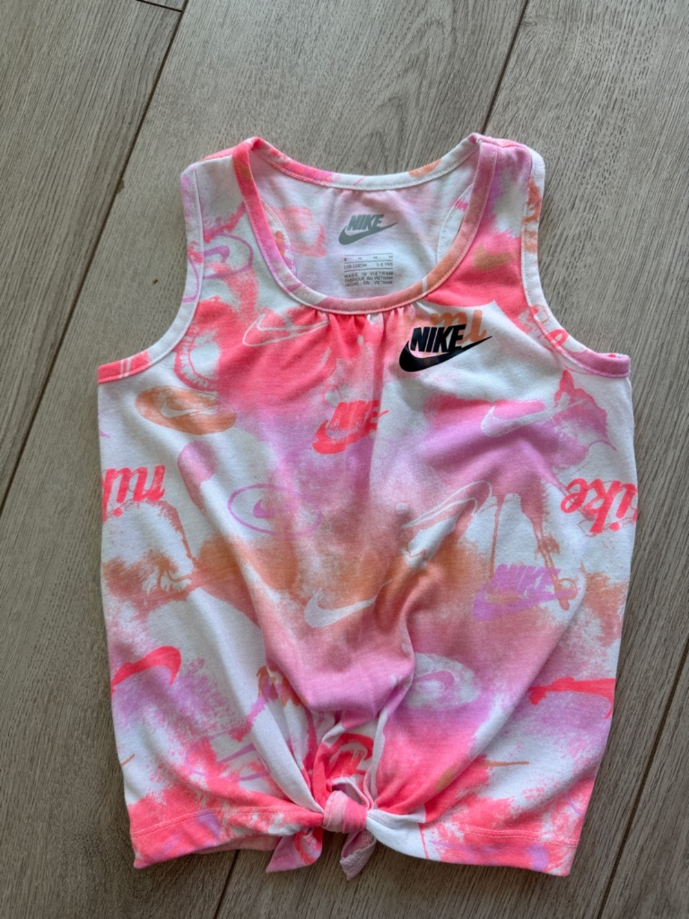 Nike- Pink and Coral Tie-Dye little Girls' Logo Tank Top